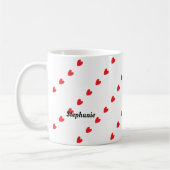 Monogram Aangepaste naam Cute Red Doodle Hearts Tr Koffiemok (Links)