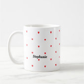 Monogram Aangepaste naam Cute Red Doodle Hearts Wh Koffiemok (Links)