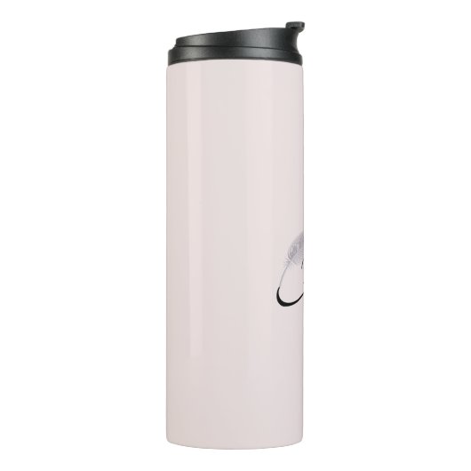 Monogram Aangepaste Naam Engel Veer Licht Roze Thermosbeker (Gedraaid links)