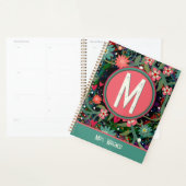 Monogram Aangepaste naam Floral Teacher Planner (Display)