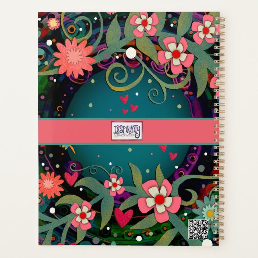 Monogram Aangepaste naam Floral Teacher Planner (Achterkant)