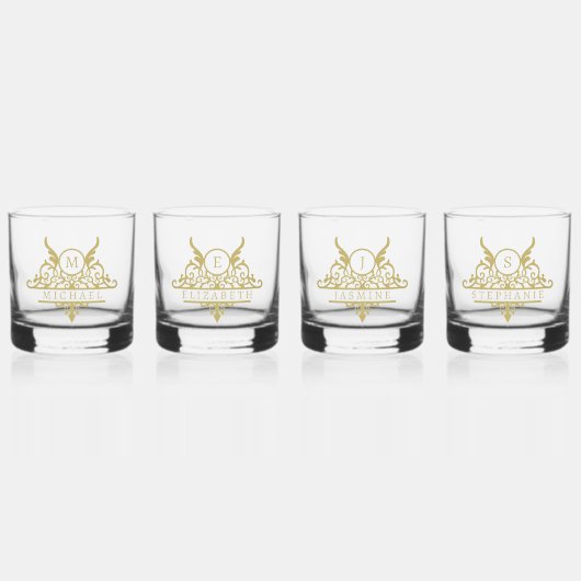 Monogram Aangepaste Naam  Gepersonaliseerd Whisky Glas (Voorkant)