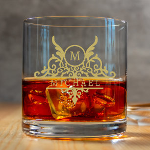 Monogram Aangepaste Naam  Gepersonaliseerd Whisky Glas