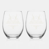 Monogram Aangepaste Naam Gepersonaliseerd Wijnglas Zonder Voet (Achterkant)