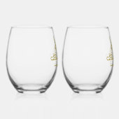 Monogram Aangepaste Naam Gepersonaliseerd Wijnglas Zonder Voet (Rechts)