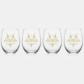 Monogram Aangepaste Naam  Gepersonaliseerd Wijnglas Zonder Voet (Voorkant)