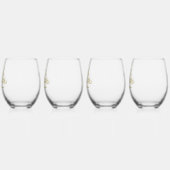 Monogram Aangepaste Naam  Gepersonaliseerd Wijnglas Zonder Voet (Links)