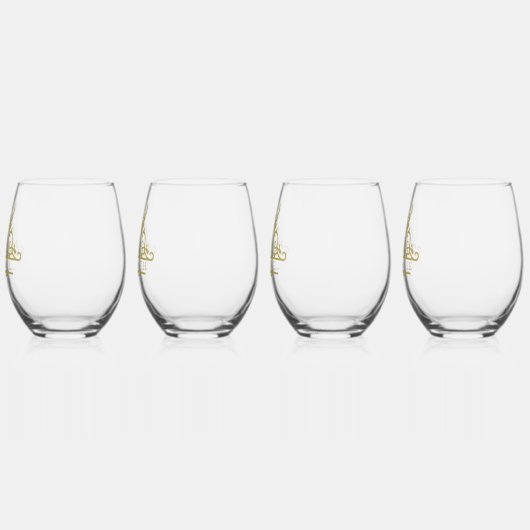 Monogram Aangepaste Naam  Gepersonaliseerd Wijnglas Zonder Voet (Links)