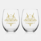 Monogram Aangepaste Naam  Gepersonaliseerd Wijnglas Zonder Voet (Voorkant)