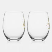 Monogram Aangepaste Naam  Gepersonaliseerd Wijnglas Zonder Voet (Rechts)