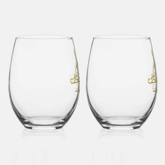 Monogram Aangepaste Naam  Gepersonaliseerd Wijnglas Zonder Voet (Rechts)