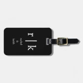 Monogram Aangepaste naam Gift Favor Zwart Wit Bagagelabel (Voorkant horizontaal)