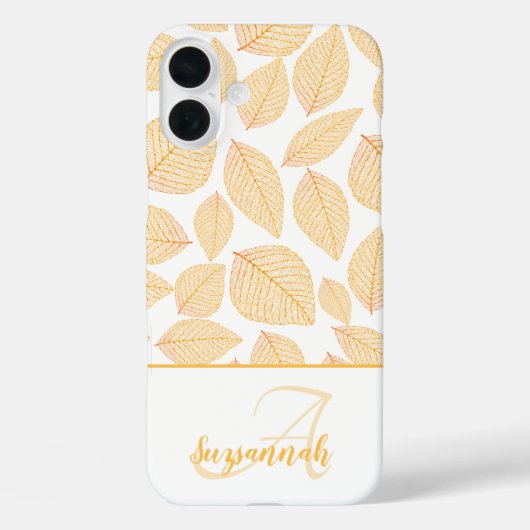 Monogram Aangepaste Naam Gouden Skelet Bladeren Wi Case-Mate iPhone Case (Achterkant)