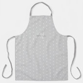 Monogram Aangepaste Naam Grijs Wit Polka Dots Chic Schort (Voorkant)