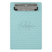 Monogram Aangepaste naam Kieuwontwerp Blauwgroen T Mini Klembord (Voorkant)