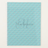 Monogram Aangepaste naam Kieuwontwerp Blauwgroen T Planner (Voorkant)