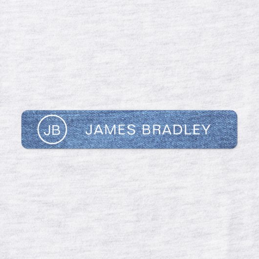 Monogram Aangepaste naam Kleding Label Blauw Denim (Design 1)