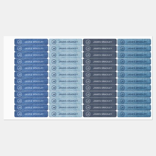 Monogram Aangepaste naam Kleding Label Blauw Denim (Vel)