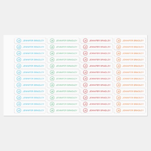 Monogram Aangepaste naam Kleding Label Blauw Rood  (Vel)