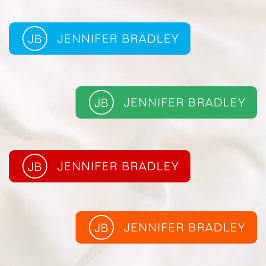 Monogram Aangepaste naam Kleding Label Blauw Rood