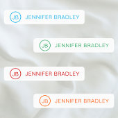 Monogram Aangepaste naam Kleding Label Blauw Rood 