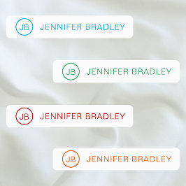 Monogram Aangepaste naam Kleding Label Blauw Rood