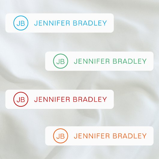 Monogram Aangepaste naam Kleding Label Blauw Rood 