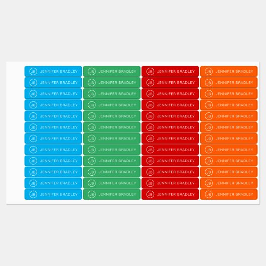 Monogram Aangepaste naam Kleding Label Blauw Rood  (Vel)