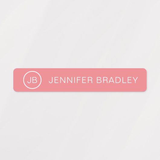 Monogram Aangepaste naam Kleding Label Koraal Turq (Design 1)