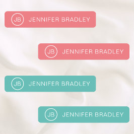 Monogram Aangepaste naam Kleding Label Koraal Turq