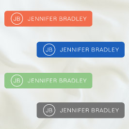 Monogram Aangepaste naam Kleding Label Oranje Blau