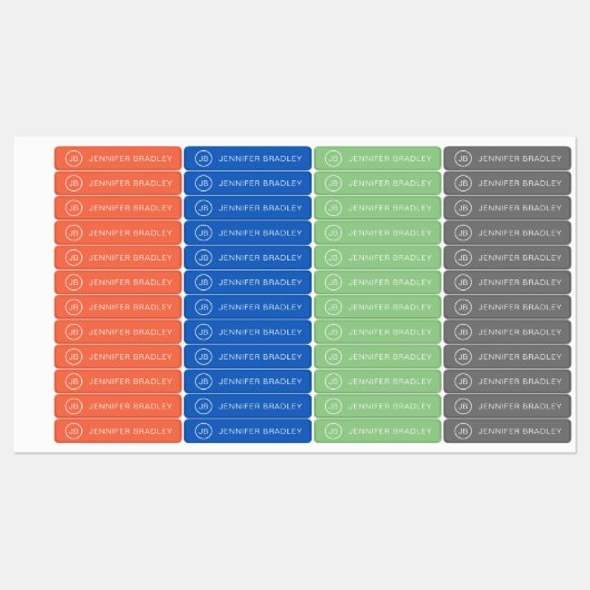 Monogram Aangepaste naam Kleding Label Oranje Blau (Vel)