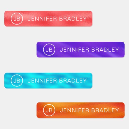 Monogram Aangepaste naam Kleding Label Rood Blauw (Groep)