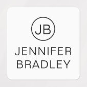 Monogram Aangepaste naam Kleding Label Zwart Wit (Design 2)