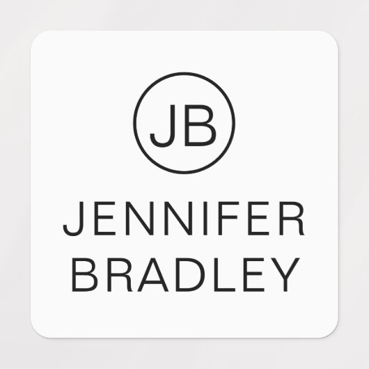 Monogram Aangepaste naam Kleding Label Zwart Wit (Design 2)