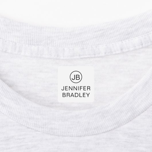 Monogram Aangepaste naam Kleding Label Zwart Wit (Aangebracht)