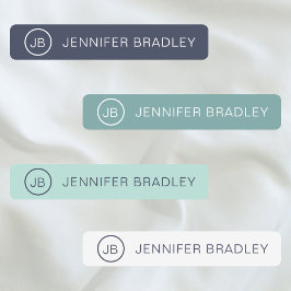 Monogram Aangepaste Naam Kleding Labels Blauw Groe