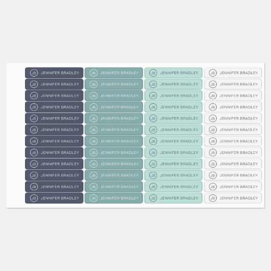 Monogram Aangepaste Naam Kleding Labels Blauw Groe (Vel)