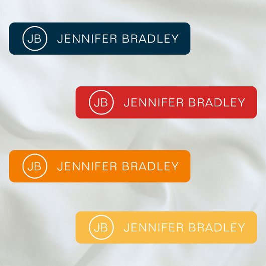 Monogram Aangepaste Naam Kleding Labels Blauw Rood