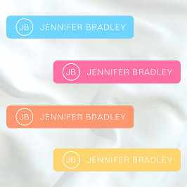 Monogram Aangepaste Naam Kleding Labels Blauw Roze