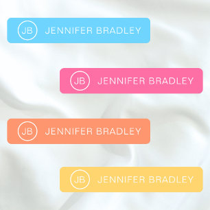 Monogram Aangepaste Naam Kleding Labels Blauw Roze