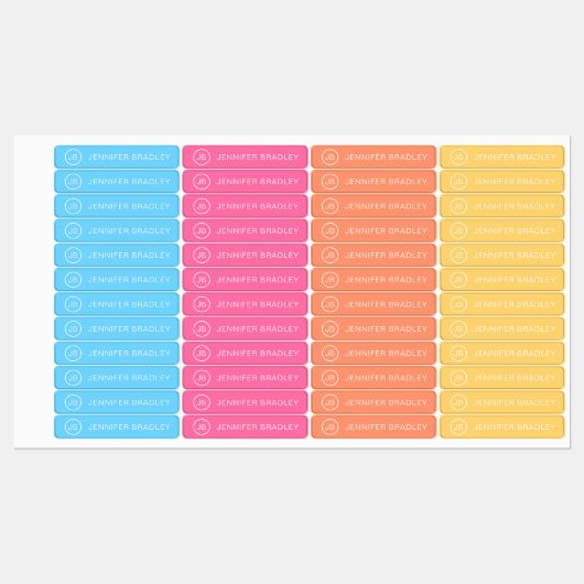 Monogram Aangepaste Naam Kleding Labels Blauw Roze (Vel)