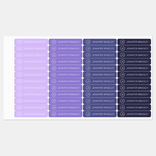 Monogram Aangepaste Naam Kleding Labels Paarse Lil (Vel)