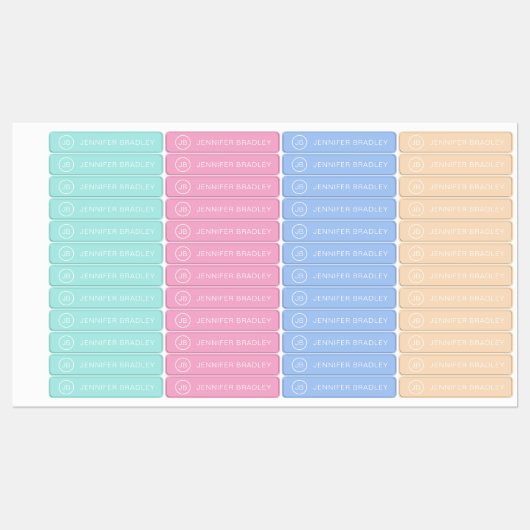 Monogram Aangepaste naam Kleding Labels Pastel Roz (Vel)