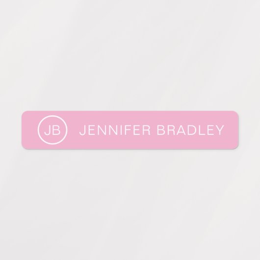 Monogram Aangepaste naam Kleding Labels Pastel Roz (Design 2)