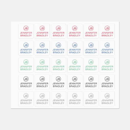 Monogram Aangepaste naam Kleding Labels Rood Blauw (Vel)