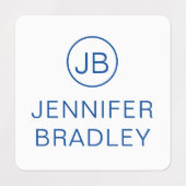 Monogram Aangepaste naam Kleding Labels Rood Blauw (Design 2)