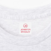 Monogram Aangepaste naam Kleding Labels Rood Blauw (Aangebracht)