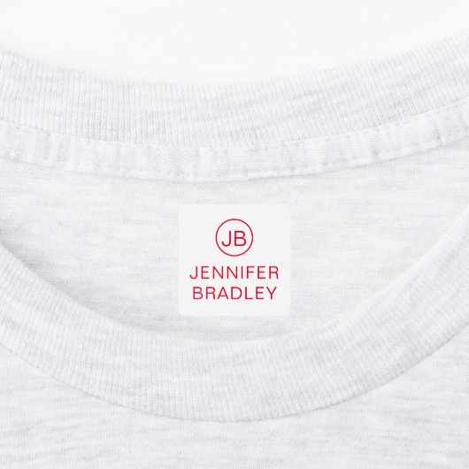 Monogram Aangepaste naam Kleding Labels Rood Blauw (Aangebracht)