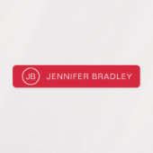 Monogram Aangepaste naam Kleding Labels Rood en bl (Design 1)